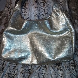 Tory Burch Gold Shoulder Bag with Slouchy Shape and Pleated Top